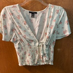 Floral Crop Top, Light Green